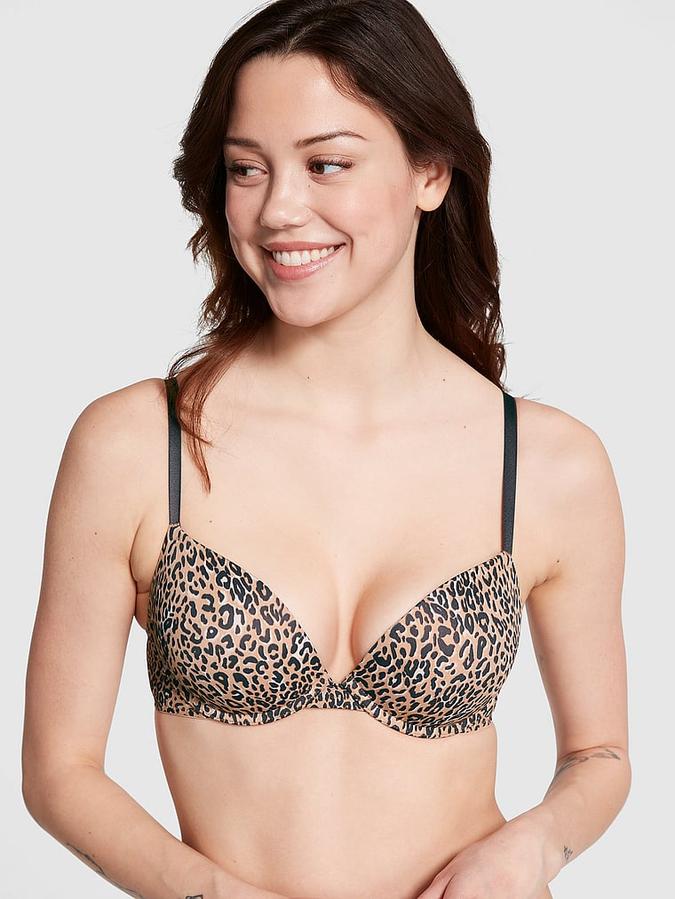 leopard print padded push-up bra