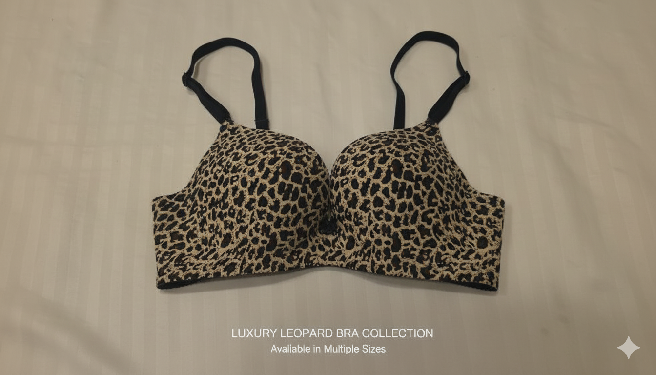 leopard print padded push-up bra