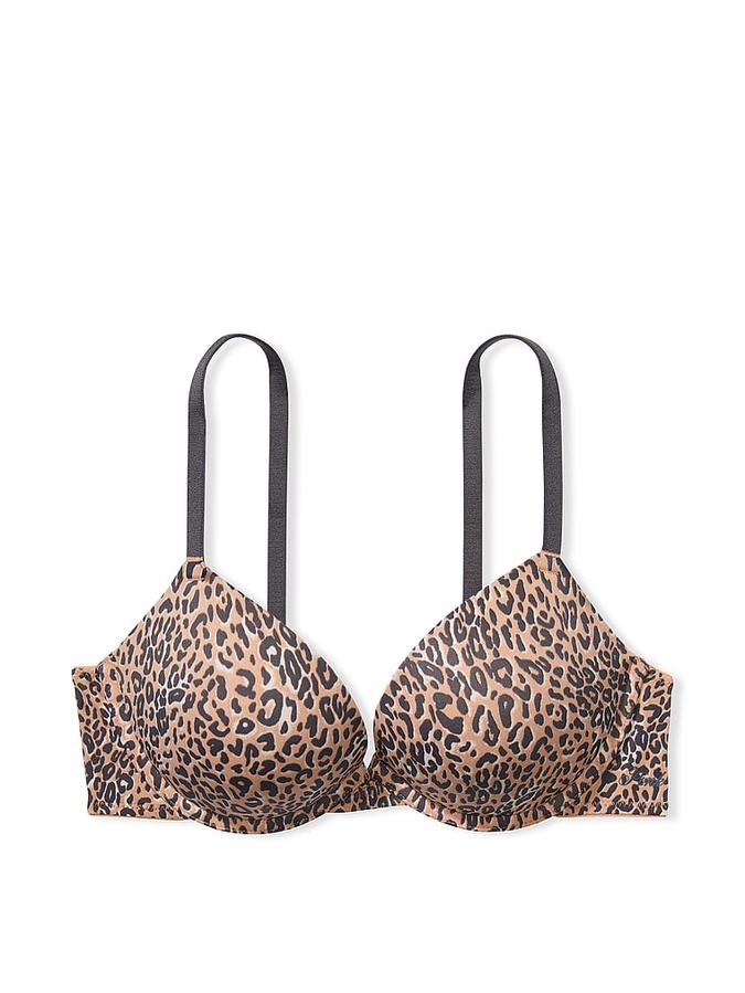leopard print padded push-up bra